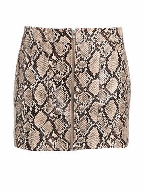 Free People Snakeskin Mini Skirt Zip Front Y2K Indie Sleaze Moto Chic-Size 8